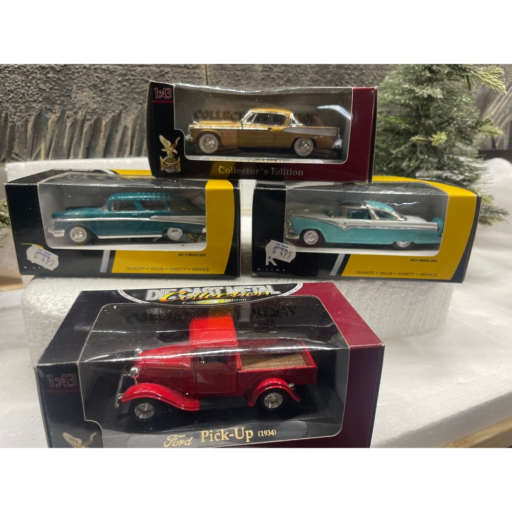 Set of 4 Road Signature K-Line 1:43 Die-Cast Cars Ford Studebaker Chevy Nomad